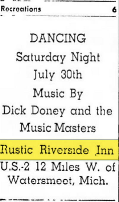 Rustic Riverside Inn - Jul 29 1949 Article (newer photo)